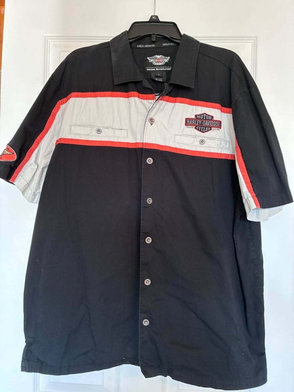 Harley-Davidson Black, Gray & Orange Button-Down Shirt